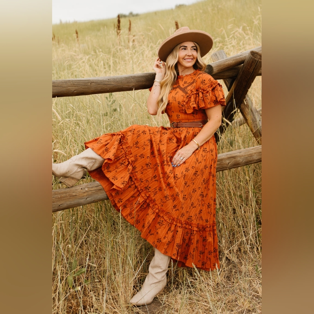 Ivy City Co Shae Dress In Orange (Ruffled Sundress)